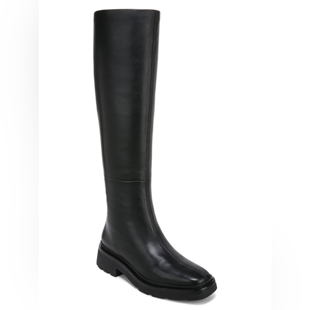 Vince Rune Leather Slouch Knee High Lug Sole Boots - Picture 2 of 15